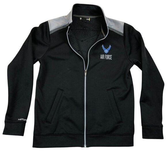 Under Armour Mens Air Force Jacket Small Full Zip Activewear Outdoors Black Casu - Picture 1 of 11